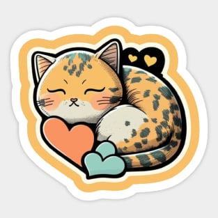 Sleepy Cat Valentine's Day Sticker